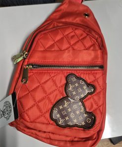 RDP Authentic Apparel Custom Quilted Bear Sling Bag – Red Sling Crossbody Bag - Red