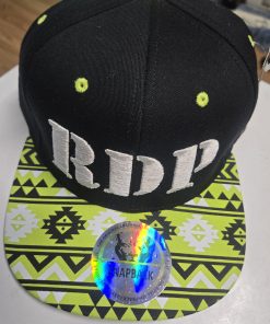 3D white embroidered RDP lettering, a striking neon green and black geometric flat bill, and matching neon eyelets and top button,