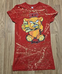 RDP Money Bear Youth Graphic T-Shirt – Red Bleached Edition - Size Small