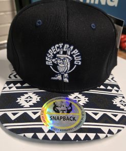 Respect Da Plug Pattern Brim Snapback Hat – Black/White Edition