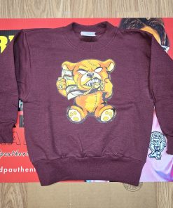 RDP Authentic Apparel Money Bear Youth Crewneck Sweatshirt – Burgundy - Size Youth XS